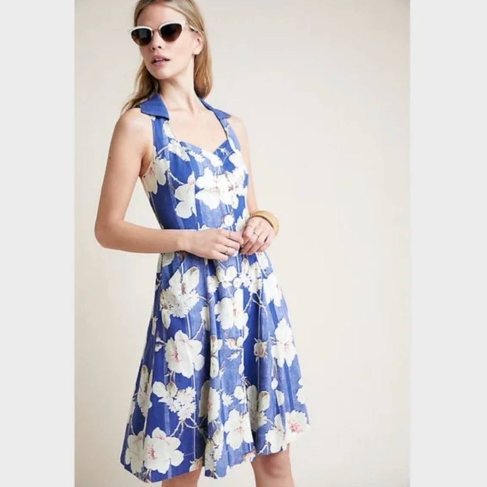 NWOT Anthropologie Camellia Floral Collared Dress Anthro Dress